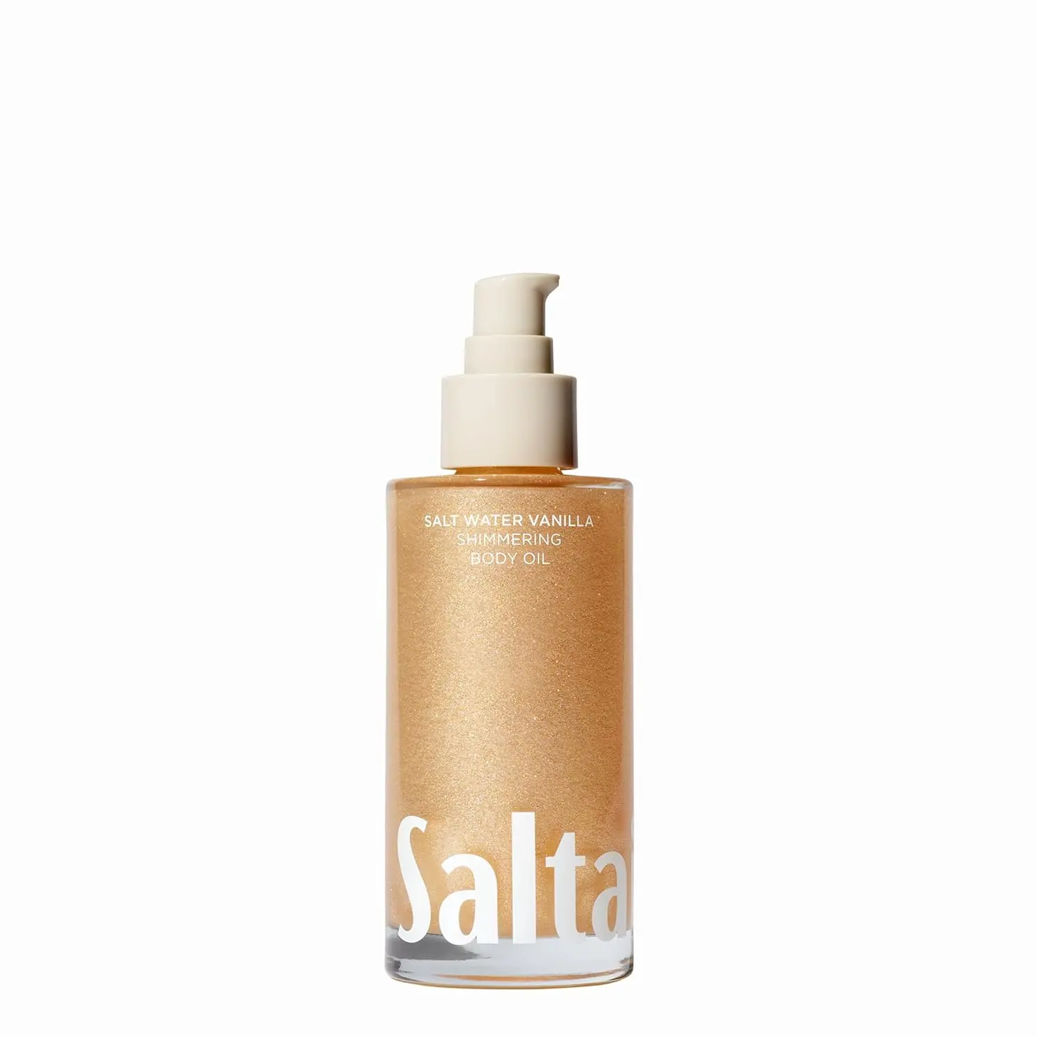 Saltair Shimmering Body Oil – Scented Dry Oil Moisturizer with Light-Reflecting Pearl Pigments – Moisturizing Glow for All Skin Types – Salt Water Vanilla, 4oz