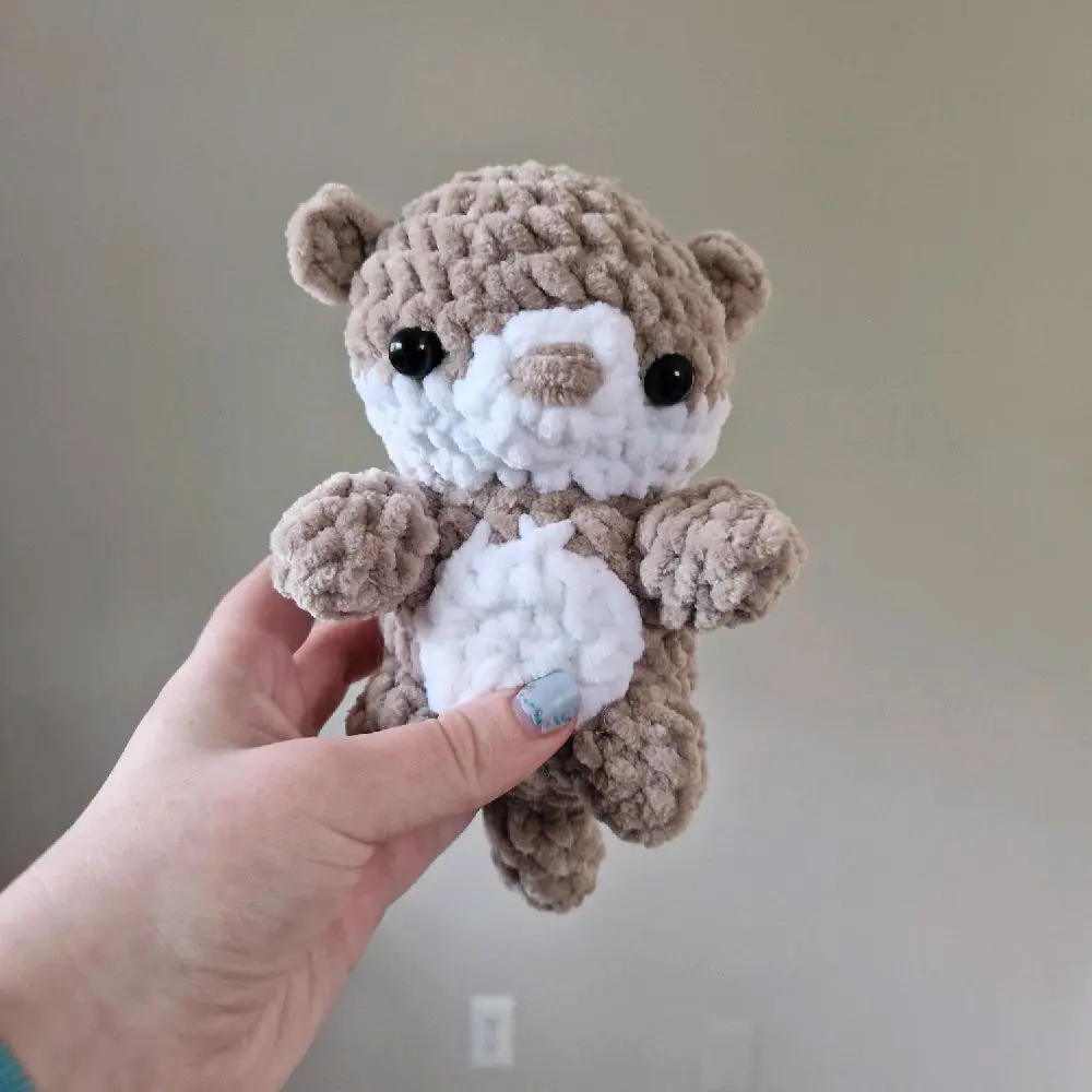 Beige handmade plushie otter crochet amigurumi
