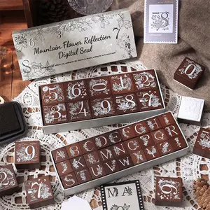 Flower Pattern Wooden Stamp Material, 1 Set Exquisite Creative Flower Design for Handmade DIY Decoration Material, Scrapbook Decoration Card Making Scrapbooking Crafts