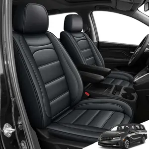 Car Seat Covers Fit for Honda Odyssey 2018-2025: Full Set Waterproof Faux Leather Seat Covers Automotive Breathable Seat Cushion Protector Airbag Compatible (7 Seats Black)