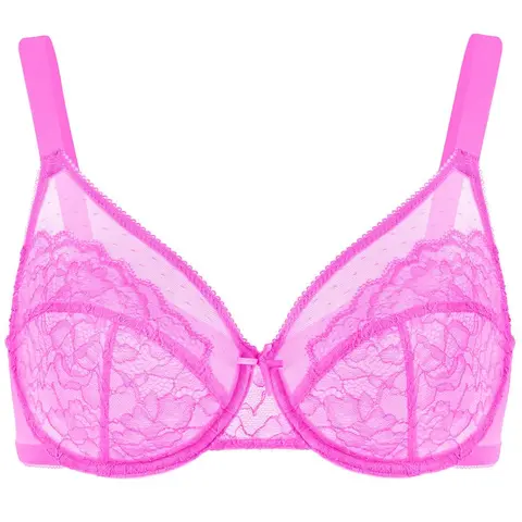 HSIA Neon Fizz Pink Floral Lace Underwire PLus Size Full Coverage Bra