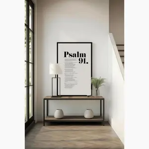 Psalm 91 Bible Verse Wall Art Minimalist Decor Christian Modern Scripture Poster Bold Typography Baptism Birthday Gift Idea Print Poster Gift For All
