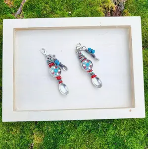Patterned charm spoon and tiny spoon set.