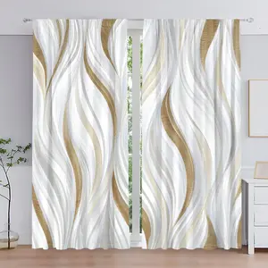2-piece set of geometric striped art curtains for spring and summer, decorative panels for living room, bedroom, dining room, kitchen, privacy digital printing art decoration