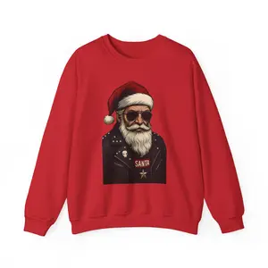 Motorcycle Santa Christmas Sweatshirt, Biker Xmas Jumper, Holiday Crewneck, Festive Motorcycle Claus Pullover, Winter Santa Clothing