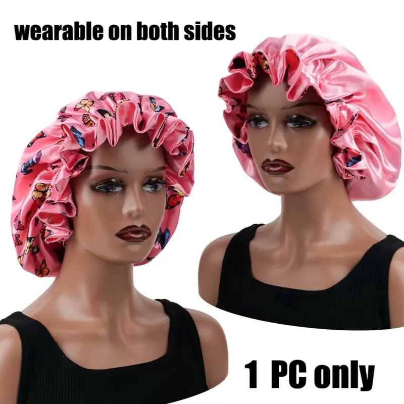 Satin Bonnet, Hair Protection Sleep Cap for Nighttime Hair Care – Adjustable Sleep Cap for Hair Protection