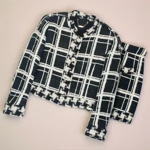 Chic Plaid Woolen Two-Piece Set for Womenswear - Fashion Plaid Thick Workwear Jacket 2026 Spring New Item Woolen Women's Top Short Skirt Ensemble - Suits, Gamis