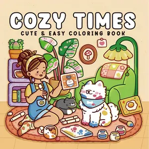 Cozy Times Relaxing Coloring Book for Adults Teens Girls Boys & Pets in Chill Calm Moments Cute Easy Coloring Perfect for All Ages Watercolor Workbook