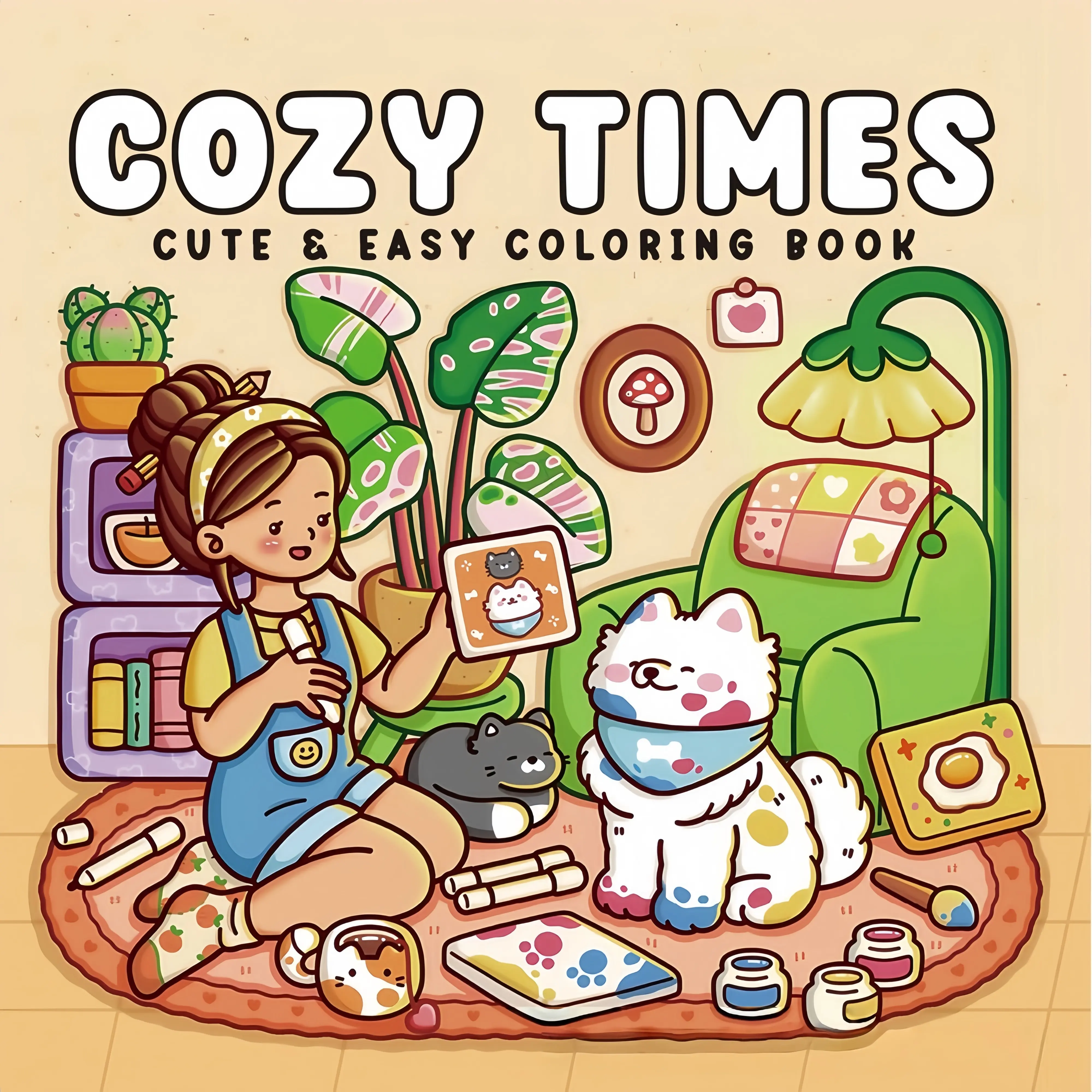 Cozy Times Relaxing Coloring Book for Adults Teens Girls Boys & Pets in Chill Calm Moments Cute Easy Coloring Perfect for All Ages Watercolor Workbook