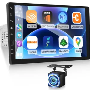 9 inch Single Din Touchscreen Car Stereo Compatible with Wireless Carplay and Android Auto, Bluetooth Car Radio with Backup Camera, AM/FM/RDA Radio, Mirror Link, IPS Screen fathersdaygift