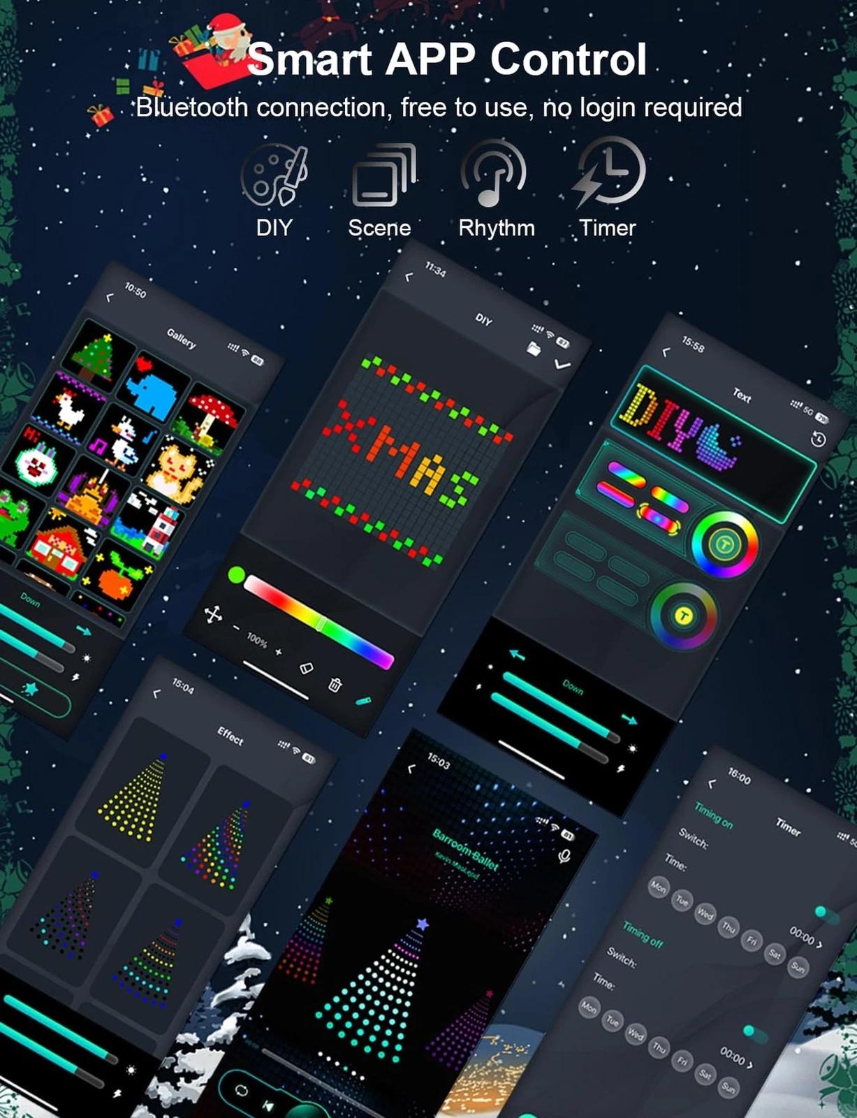 6.9FT Christmas Tree Lights 400LEDs Bluetooth App Control RGB Music Sync Multi-Color Flashing Holiday Decor Christmas Lighting 6.9FT Christmas Tree Lights 400LEDs Bluetooth App Control RGB Music Sync Multi-Color Flashing Holiday Decor Christmas Lighting