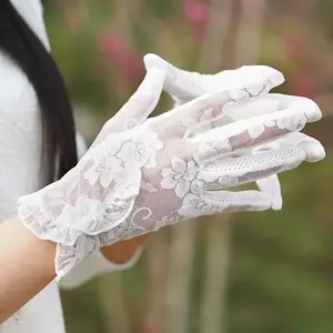 Jewelry Ruffled Lace Gloves Solid Color Thin Breathable Gloves Elegant Style Decorative Gloves For Bridal Wedding Party