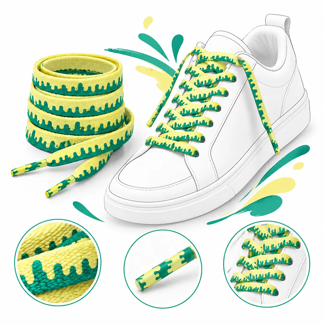 Cream to Yellow-Green Gradient Shoelaces – Colorful Replacement Laces