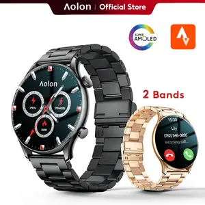 Aolon GTR3 Unisex Digital Smart Watch - 1.43" AMOLED Always-on Display, Sleek Minimalist Business Wristwatch, 120-Hr Battery, Wearable Sports Tracking Smartwatch with Health Fitness & Music Features, iOS & Android Compatible