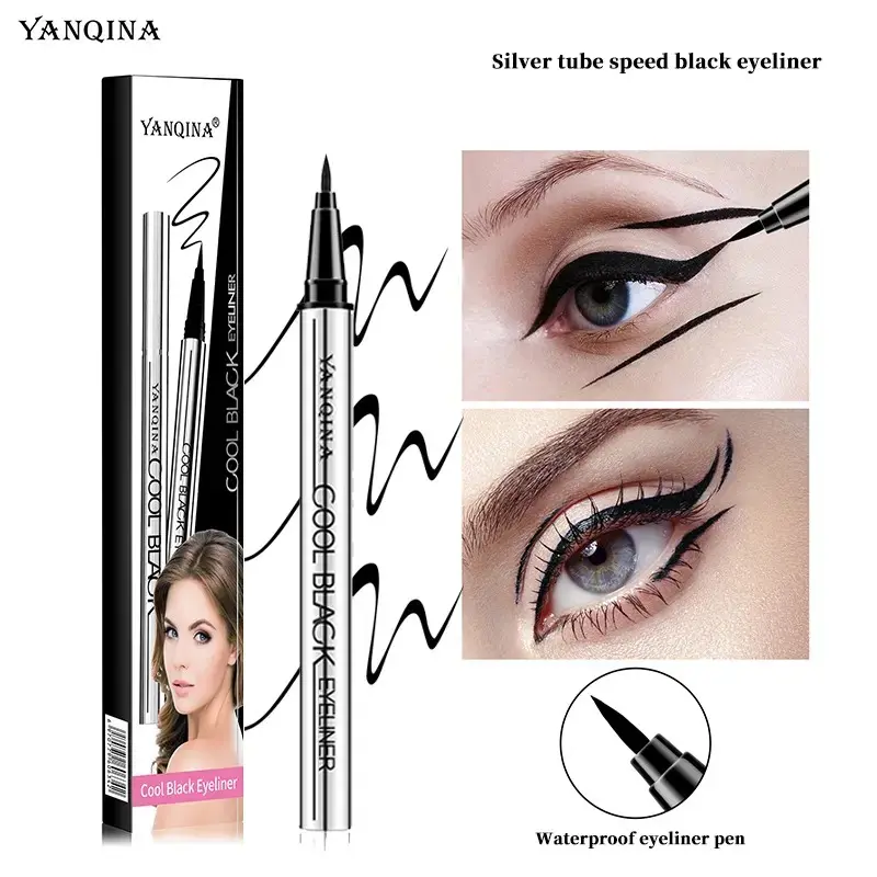Long-Lasting Eyeliner, 24-Hour Waterproof Smudge-Proof Silky Eyeliner,Cool Black  Quick Drying Eye Makeup Pencil,Lightweight,No Flaking & Intense Color