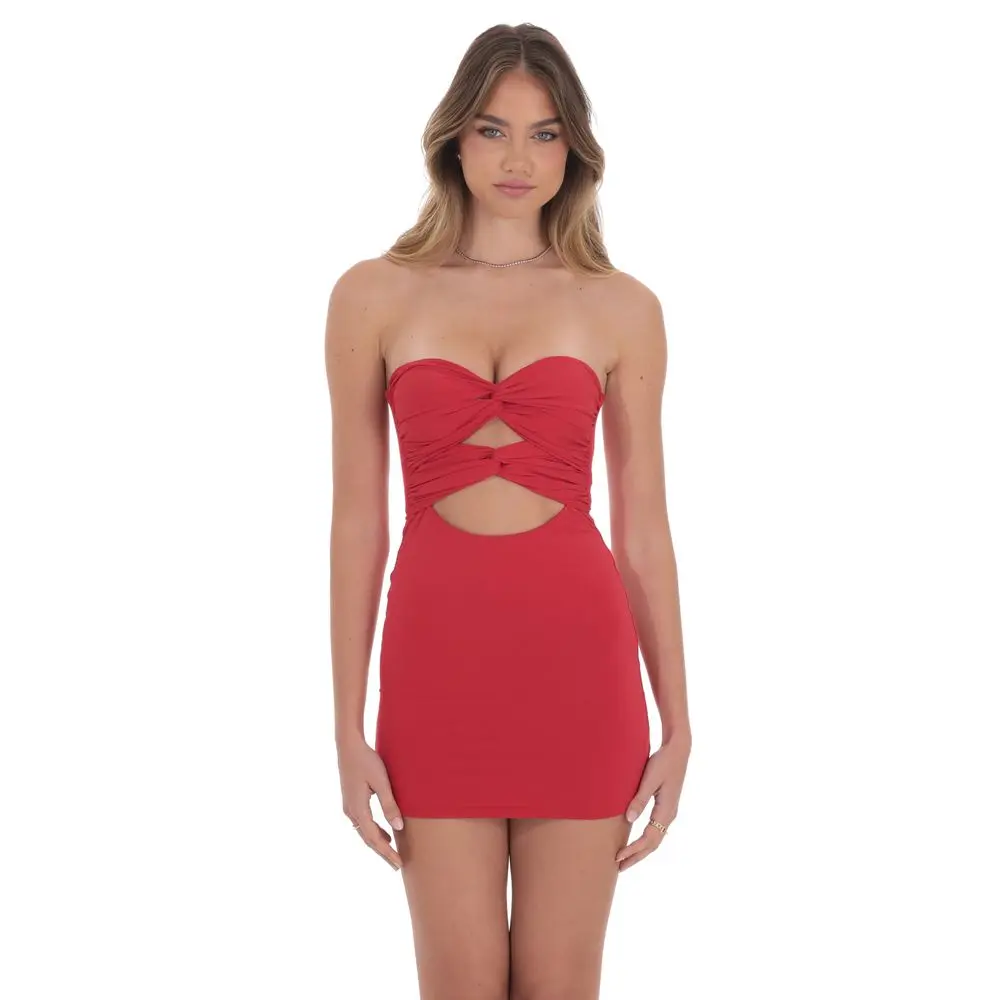 white christmas dresses Twist knot midi cut out dress – Forest of Women