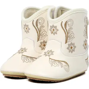 L-SOK005    Infant Toddler Western Boots Cowgirl Cowboy Soft Rubber Sole Booties for Baby Girls Boys 3-18 Months