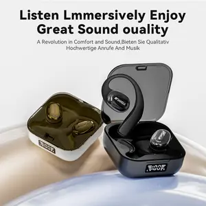 Open-Ear Wireless Earbuds, Bluetooth Headphones with Earhooks, LED Power Display Charging Case, Non-In-Ear Comfort Sport Earphones, Hi-Fi Stereo Built-in Mic for Running, Gym