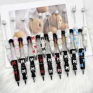 8-Pack DIY Bow Diamond Beaded Pens, Ink Creative Holiday Stationery, Fashion Writing Office Supplies, Elegant Valentine's Gift