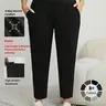 Plus Size Solid Plicated Pocket Elastic Waist Joggers, Casual Sporty High Waist Trousers for Women, Women's Sportswear for Indoor Outdoor Wear, Women Workout Clothes, Fitness Trousers, Athleisure Fitness Bottoms