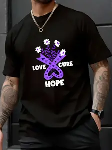 100% Cotton Unisex Faith Hope Love Cure Hodgkins Lymphoma Cancer Awareness T-Shirt , Men's Women's Short Sleeve Tops Crewneck Tshirt