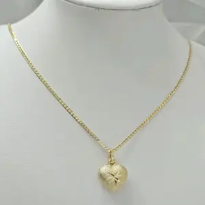 Cadena Cubana Delgada 20 Inches Largo with Inflated Heart Dije High-Quality Water-Resistant Daily Use Necklace