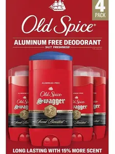 Old Spice Swagger Aluminum-Free Deodorant for Men – 4 Pack, Lime & Cedarwood Scent, Long-Lasting Odor Protection, 3.0 oz Each