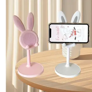 2 Pack Versatile Rabbit Shape Design Phone Holder Adjustable Cute  Desktop Stand for Live Streaming & Daily Use in Pink & White