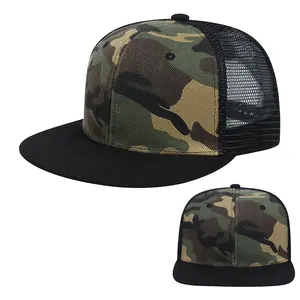 Camouflage light panel mesh hardtop Flat edge hat for men Fashion Trends Handsome Hip Hop Hat