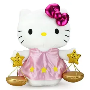 Hello Kitty Medium Plush Stuffed Animal Libra Zodiac Sign Pink w/ Gold Stars