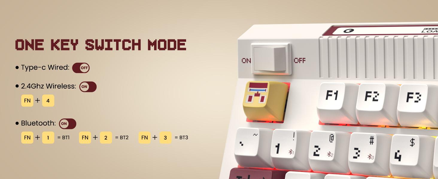 Risophy wireless retro typewriter keyboard with OLED screen & knob, three-mode link, 75% RGB mechanical keyboard, hot-swappable，Hi-Fi Linear Switch.