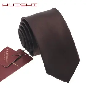 HUISHI Hot Sale New Solid Brown Men's Wedding Tie Necktie Skinny Waterproof Woven Ties For Men Business Shirt Suit Neck Tie