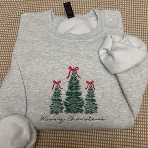 Christmas Trees Merry Christmas embroidered Sweatshirt - Christmas Embroidered Unisex Sweatshirt , Christmas Gift sweatshirt, Christmas trees sweater