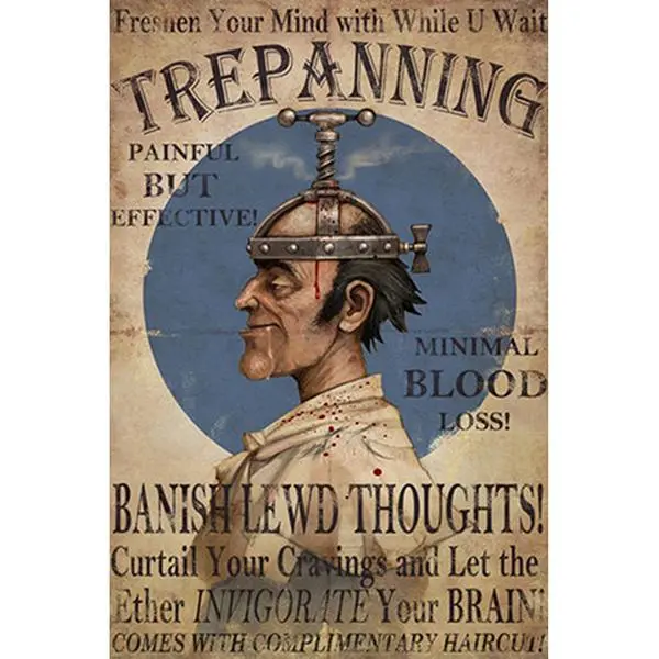 Trepanning Hilarious British Vintage Poster Banish Lewd Thoughts 24x36 Decor Decoration