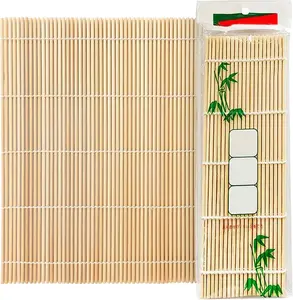 Bamboo Sushi Mat 9.5x9.5 - Versatile Rolling & Shaping Mat for Sushi Making - Food Safe Kitchen Utensil - Natural Bamboo Accessories for Easy Handling