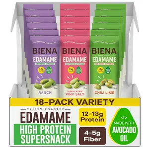 Biena Edamame Beans Snack High Protein Snacks – Healthy Office Snacks For Adults and Kids, 12g of Protein, 130 Low Calorie, Crunchy Edamame, Vegan, Low Carb, Gluten-Free 18 pk