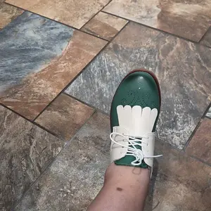 Women's Fashion Retro Floral Round Toe Oxford Colorblock Lace-Up British Style Shoes, Casual Comfortable Leather Pumps for All Seasons