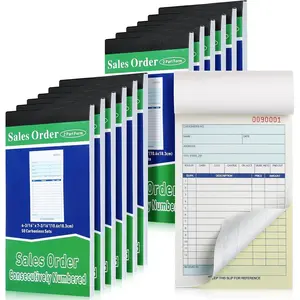 12 Pads Sales Order Books 2 Part Carbonless (White/Canary Yellow) Receipt with Carbon Copies Cover Receipt Form Invoice 50 Sets Per Book (4.18 x 7.2 Inch/ 10.6 x 18.3 Cm)