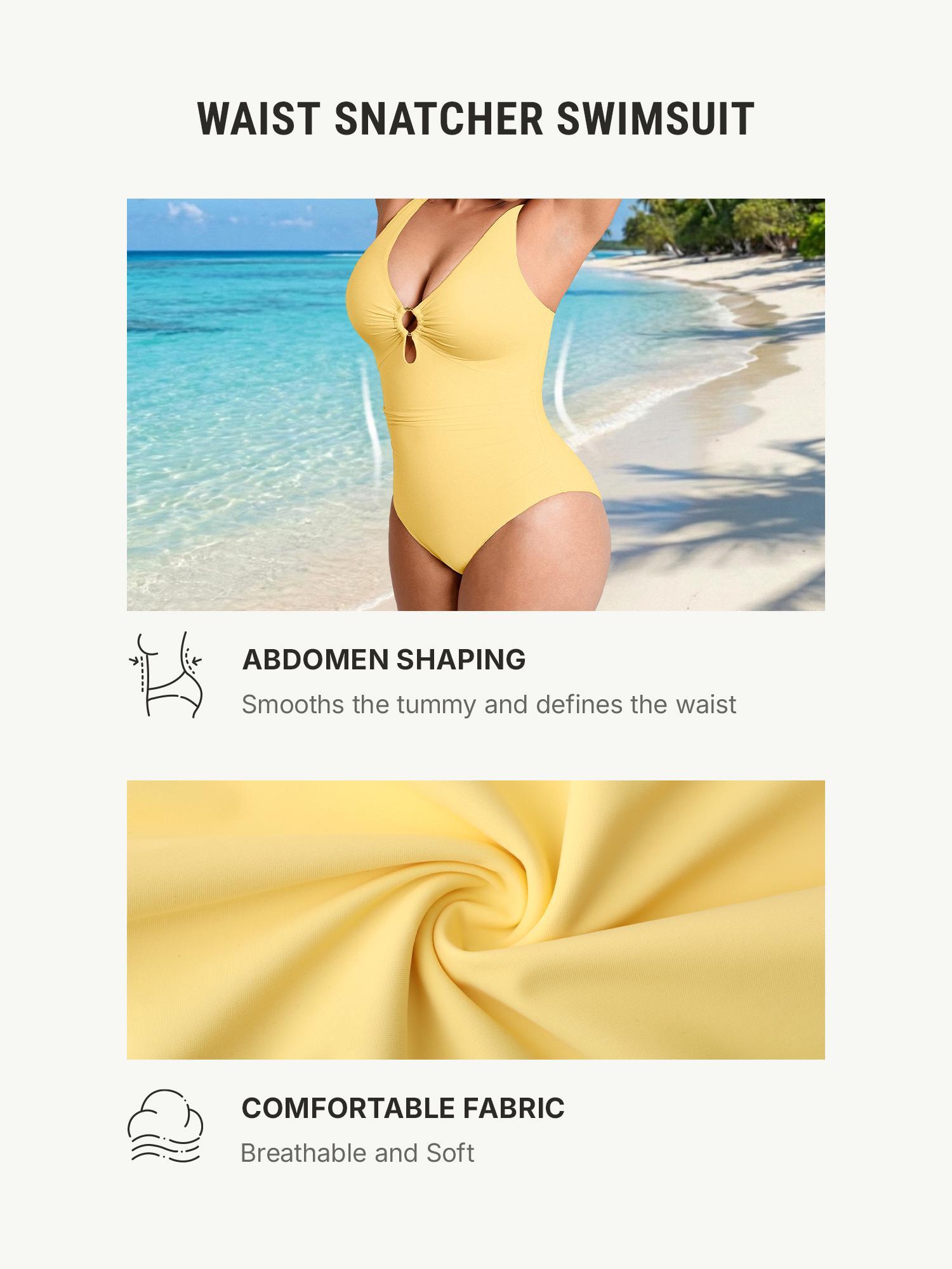 FeelinGirl #Live1 One Piece Swimsuit Womenwear Plus Size Plain Color High Cut with Removable Pads Summer New Arrivals SpringStatements