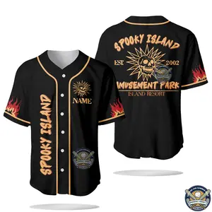 Spooky Island Halloween Baseball Jersey Shirt Gift For Fan Amusement Park Horror Custom Name Jerseys Shirt Streetwear Cosplay Multiple Color Soft and Flexible Trendy