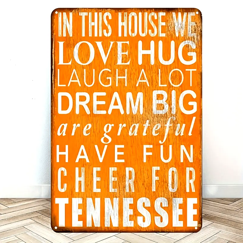 [Cheer Cast Iron Wall Mount Plaque] Tennessee Volunteers Vintage Tin Sign, 8"x12" Home Decor - No Electricity/Batteries Vintage Garage Signs for Man Cave, Bar, Gift