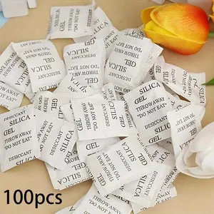 100 Pack Silicone Drying Agent, Industrial Electronics Clothing Food Small Package Drying Agent, Moisture Proof Design, Transparent Silicone Drying Agent