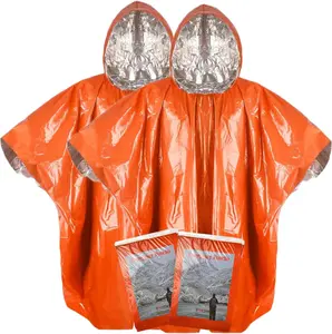 Thickened Emergency Rain Poncho, Thermal Poncho Survival Blankets Reusable Survival Ponchos for Camping, Hiking
