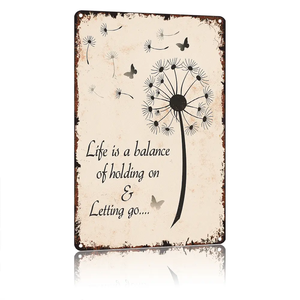 Vintage Inspirational Quote Dandelion Metal Wall Hanging Poster Funny Metal Sign Aluminum 8x12inch For Bathroom Bedroom Living Room Wall Decor, Wall Picture Decor, Inspirational Wall Art