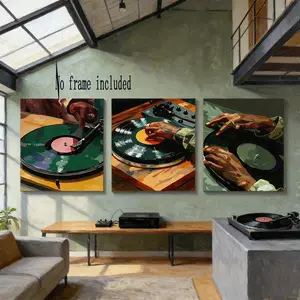Modern Life Art Display Posters, Dj Wall Decor, Modern Home Decor, Vinyl Record Art, Hip Hop Music Style, Vintage Wall Art Poster Set of 3