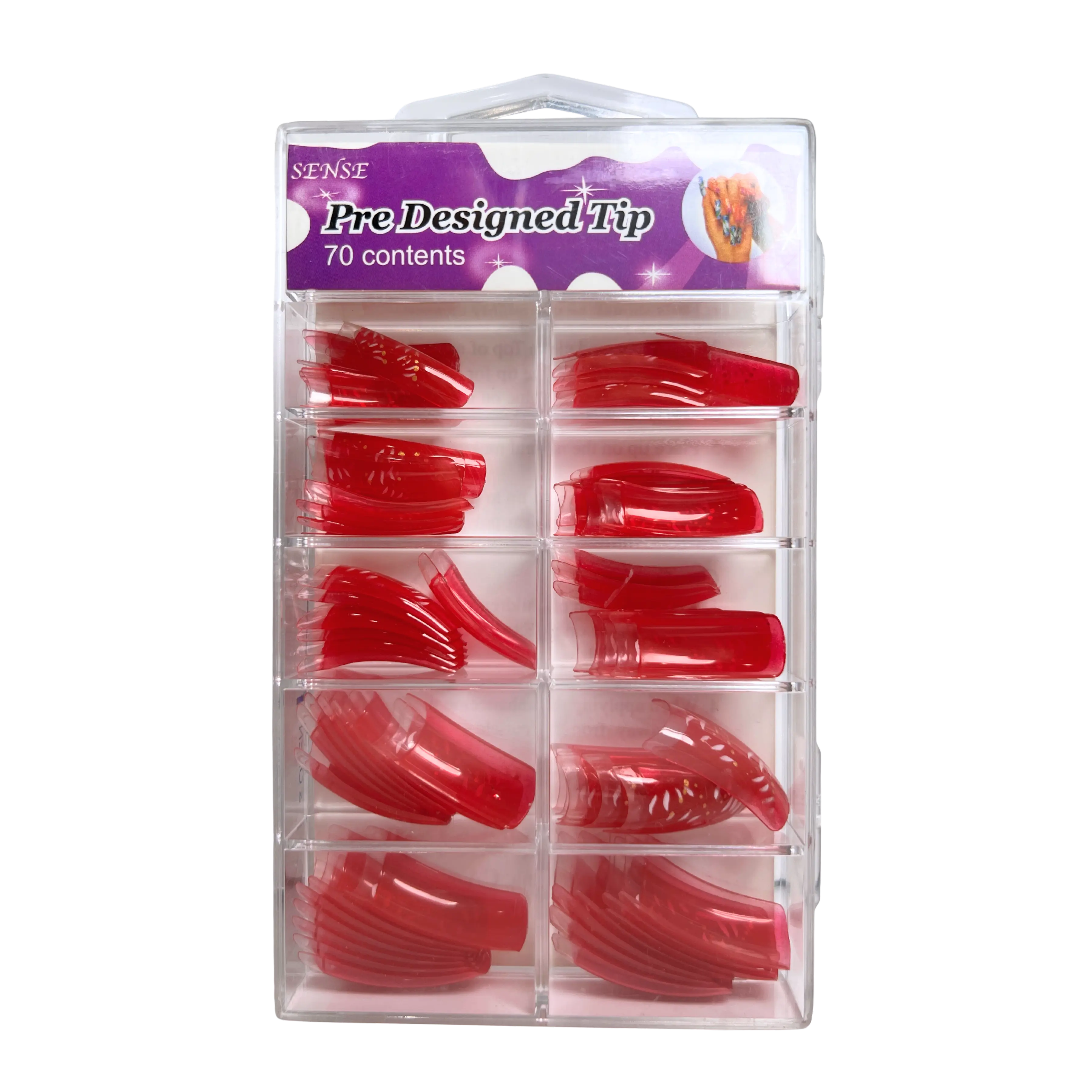 SENSE Pre-Designed Nail Tips 70pc - Jelly Red