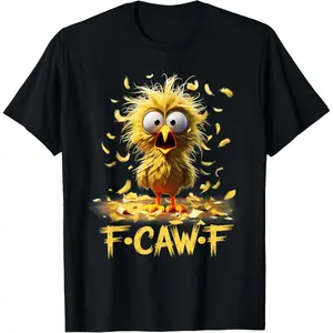 Funny Black Crow F-Caw-F T-Shirt for Men Women Bird Lover Tee Novelty Raven Graphic Casual Streetwear Top