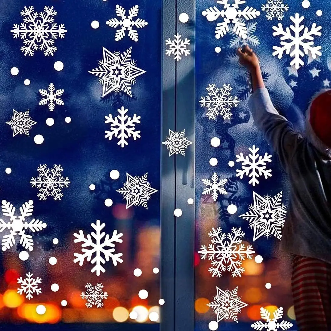 428 count White Snowflakes Window Decorations Clings Decal Stickers Ornaments for Christmas Frozen Theme Party  Year Supplies