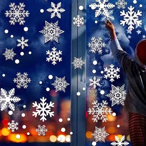 428 count White Snowflakes Window Decorations Clings Decal Stickers Ornaments for Christmas Frozen Theme Party  Year Supplies