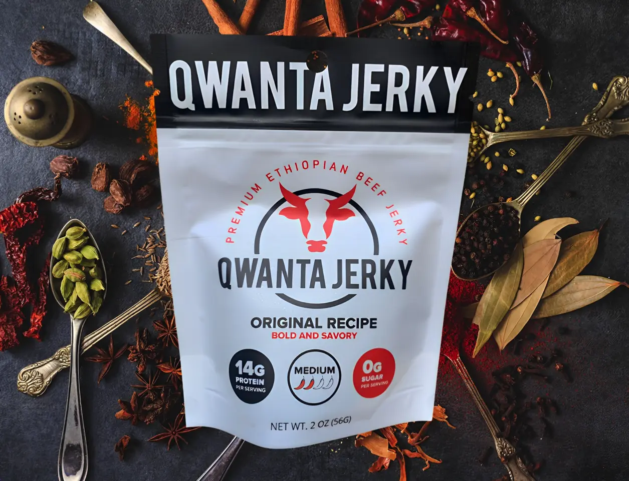 QWANT JERKY (Original Recipe) 2 OZ Bag Sugar Free Low Fat Dairy Free Pack Low Sugar